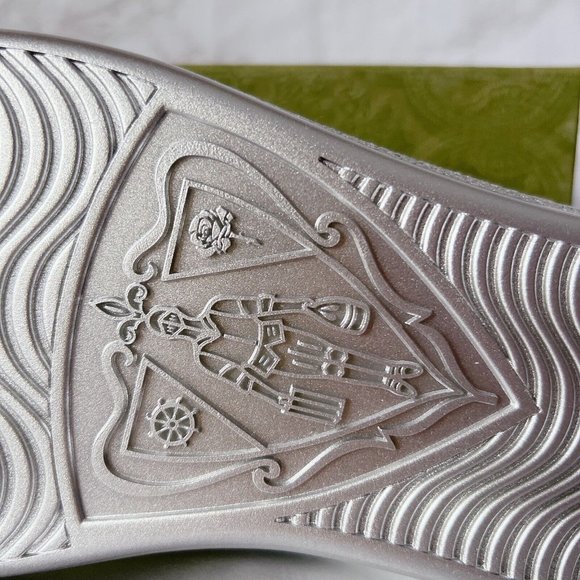 NIB Gucci Ace Mens Low top Interlocking GG Sneaker 660266 Silver Leather US 9.5 - Picture 9 of 14